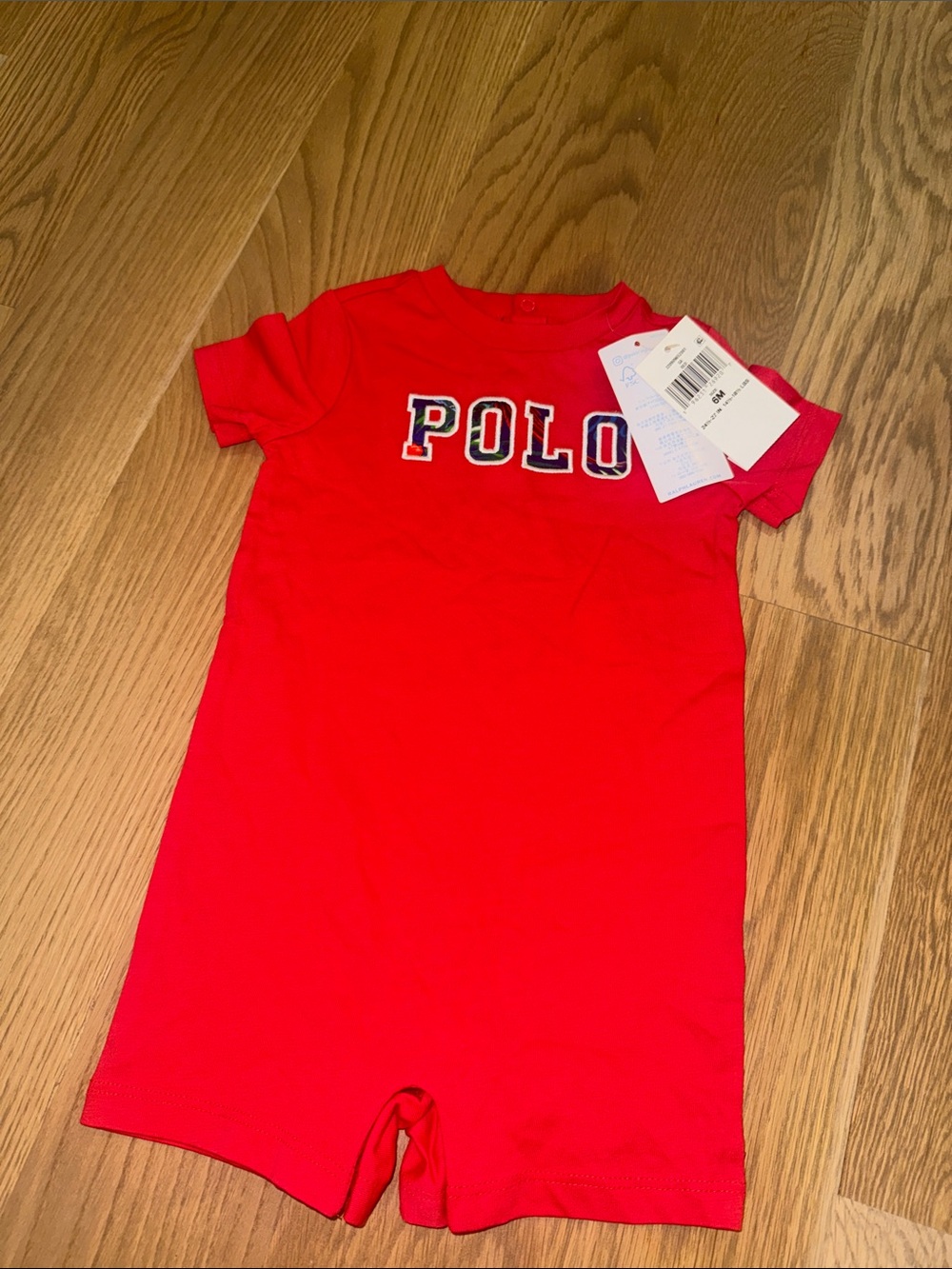 Polo by Ralph Lauren Bright Red Short Sleeve Kids Romper NWT